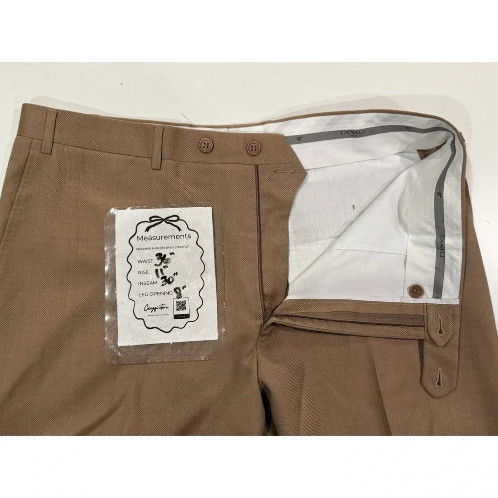 Canali 1934 Mens Tan 100% Wool Dress Pants Made in Italy Size 52 EU 36 US
